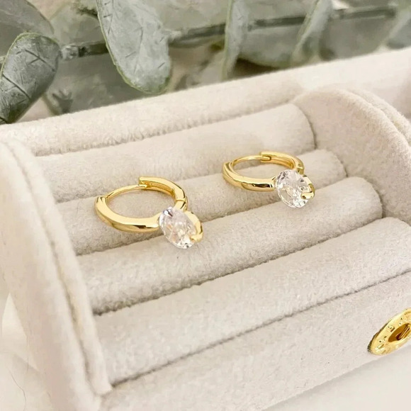 925 Sterling Silver Diamond Huggie Earrings Small Hoop Earrings Dainty Hoops - Picture 11 of 14